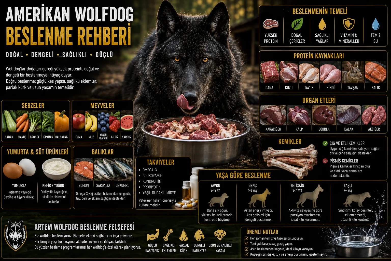 Amerikan Wolfdog Beslenme Rehberi | Doğal Beslenme, BARF ve Sağlıklı Diyet