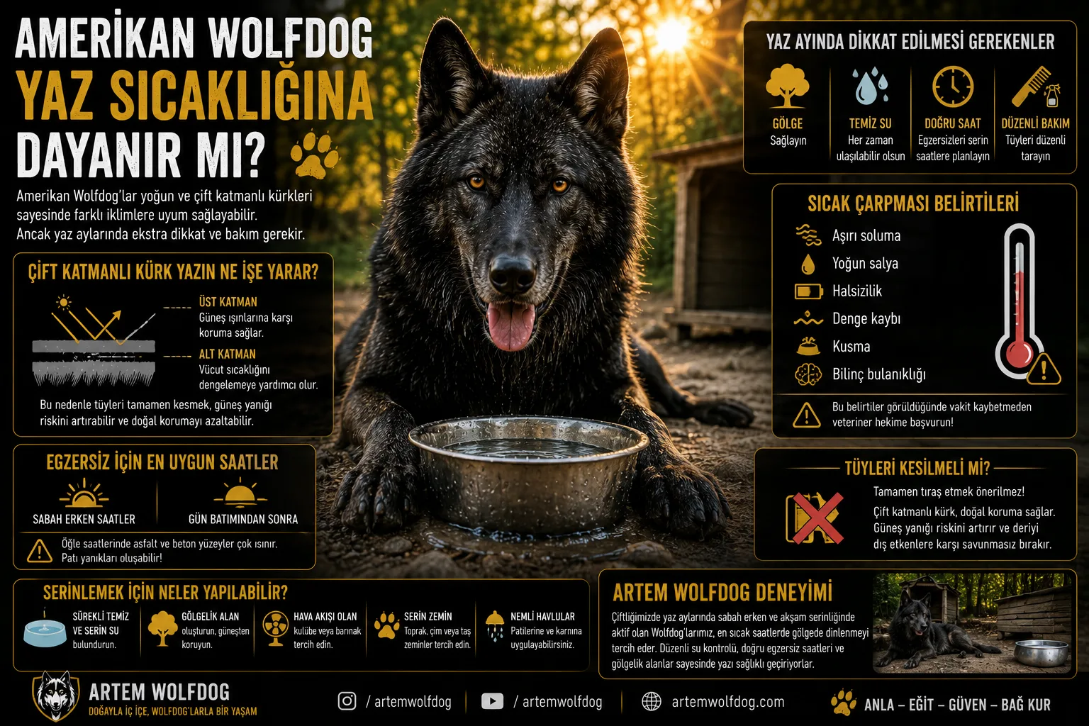 Amerikan Wolfdog Yaz Sıcağına Dayanır mı? Sıcak Havalarda Bakım Rehberi
