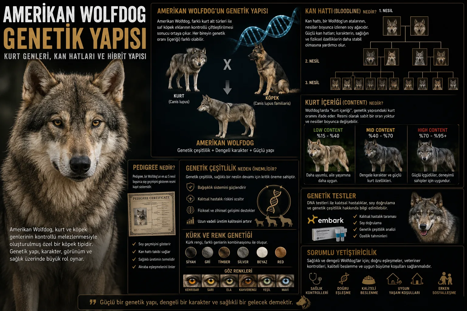 Amerikan Wolfdog Genetik Yapısı | Kan Hatları, Pedigree ve DNA